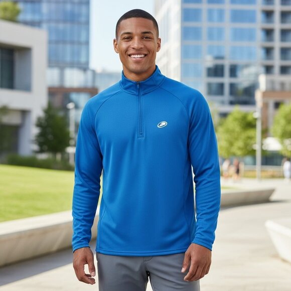 NEW Century II Rear 3 Pockets Mens Blue Long Sleeve Cycling Jersey Performance - Picture 1 of 11
